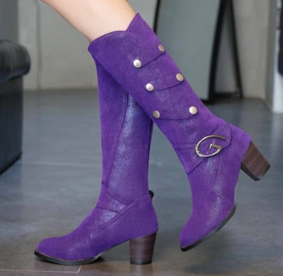 Mujeres Damas Botas de Montar Botas Planas Hasta la Rodilla Cuero Sintético Tirar Botas Zapatos Foto 1 de 4