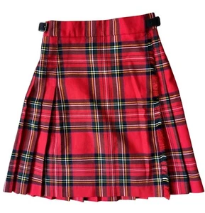 Murray Brothers Scotland Red Plaid Kilt Pleated Wrap Skirt Girls Youth Age 6 - Picture 1 of 6