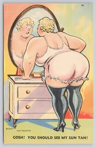 Large Butt Woman Gosh You Should See My Sun Tan Novelty Humor Postcard - Picture 1 of 2