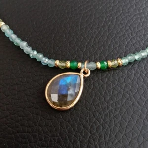 Choker Necklace Handmade Labradorite Charm Bohe Fashion Jewelry For Female - Picture 1 of 6