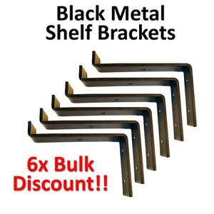(6) Schwarz Metall Regalträger B - 3 Größen 6" 8" 10" Landhaus Rustikal Industrial - Bild 1 von 4