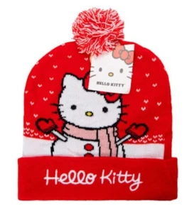 Hello Kitty Red Bow Snowman Beanie Pom Hat Ships FAST! - Picture 1 of 3