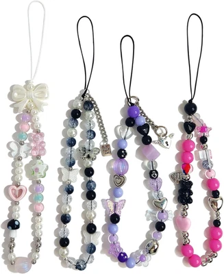 Phone Charms Cute Beaded Phone Lanyard Wrist Strap Aesthetic CellPhone Keycha... - Image 1 of 4