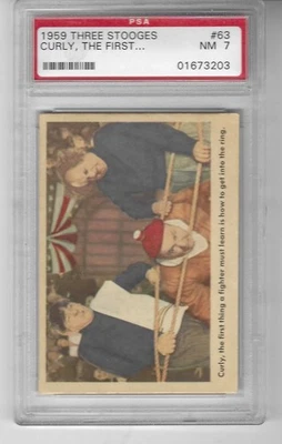 Three Stooges 1959 Trading Card Curly...Fighter #63 PSA 7 - Image 1 of 2