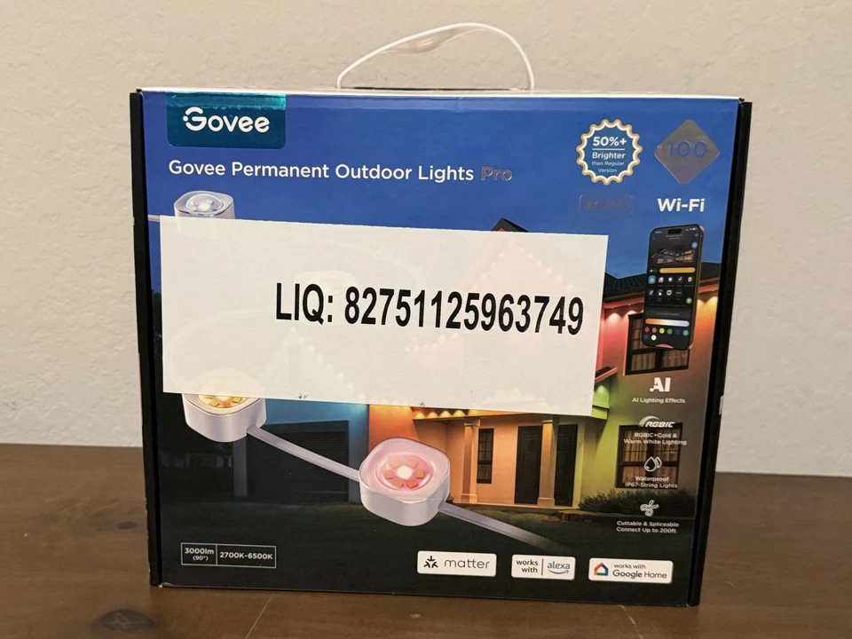 Govee Permanent Outdoor Lights Pro 100FT  Model H806A  WHITE. NEW - Image 1 of 3