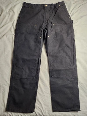 Carhartt Double Knee Canvas Pants Mens Size 42x34 Black Workwear B01 BLK NEW - Image 1 of 4