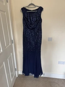 Quiz Navy Blue Sequin Maxi Dress , Ball Gown , Evening Gown , Cruise Size 16 - Picture 1 of 7