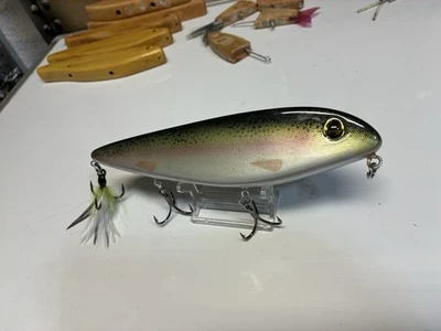 Rainbow Trout Topwater Walking Style Fishing Lure, Handmade  - Image 1 of 4