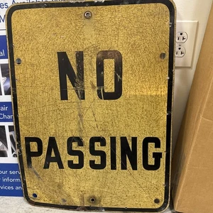 Vintage NO Passing Sign 18”x24” Yellow And Black - Picture 1 of 7