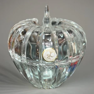 VTG Full Leaded Crystal  "Apple" Candy/Nut Dish with Lid USA 6.5”h x 5"w - Picture 1 of 3