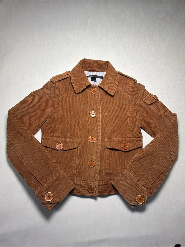 复古 Marc Jacobs Y2K 棕色橙色灯芯绒西装外套 M 设计师时尚秋季 — 第 1/4 张图片