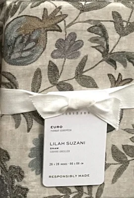 Pottery Barn LILAH SUZANI UN EURO azul falso multi nuevo con etiquetas Foto 1 de 4