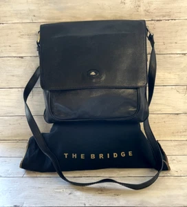 The Bridge Black Leather Crossbody Bag & Dust Cover - Picture 1 of 8