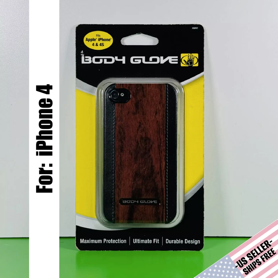 Funda de caballero BODY GLOVE para iPhone 4/4S | Madera moldeada con cuero negro Foto 1 de 3