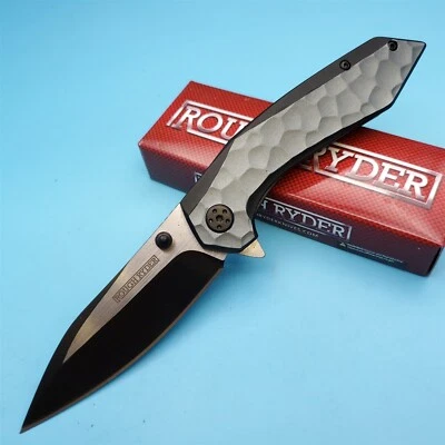 Navaja de Bolsillo Rough Ryder Acabado Gris Framelock Hoja Plegable 2 Tonos 8" x 3.5" Foto 1 de 4
