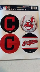 CLEVELAND INDIANS 4 PACK OF DIE-CUT VINYL MAGNETS CHIEF WAHOO - Picture 1 of 1