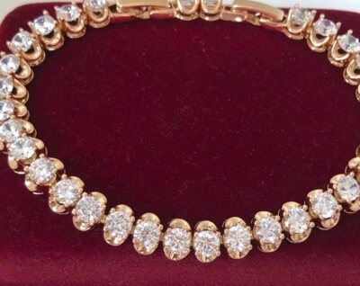 Luxus Tennis Armband Zirkonia Kristalle 750er Gold 18K vergoldet 17-18,5cm - Bild 1 von 4