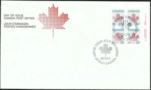 Canada sc#923 Maple Leaf, UR BABN Plate Block N°1, FDC - Picture 1 of 2