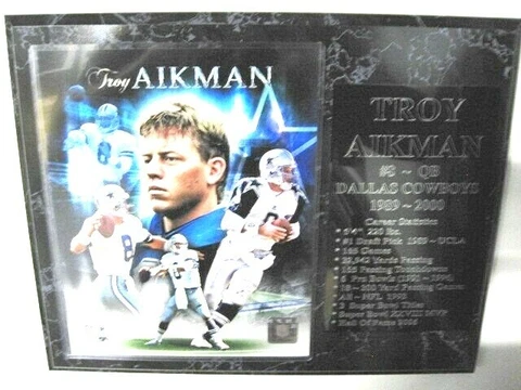 Troy Aikman - Dallas Cowboys statistics plaque pose 1 - New Lower Pricing!! Cover