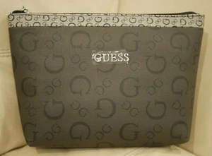 NEWWT WOMEN'S GUESS BLACK COAL BAG LARGE COSMETIC TRAVEL MAKE UP CASE OAK PARK - Picture 1 of 8