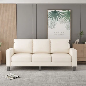Three people  Modern Living Room Furniture Sofa in Beige Fabric - Picture 1 of 13