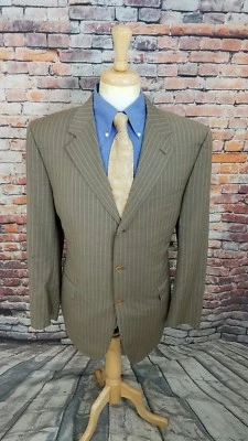 Canali ITALY 46L Men's Brown Stripe 3 Button Wool Sport Coat Blazer Jacket MINT - Image 1 of 4