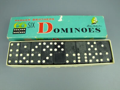 Cortapelos/veleros de madera Parker Brothers de colección doble seis dominó completos Foto 1 de 4