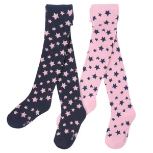 2er Pack Mädchen Strumpfhosen mit Sterne-Allover FLIEDER / DUNKELBLAU GR.122/128 - Bild 1 von 1