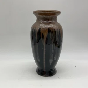 Studio Kunst Keramik Vase, braun mit Karamell Tropfen nicht signiert - Bild 1 von 7