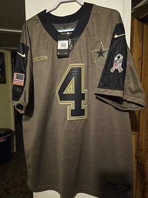  Camiseta deportiva limitada de los Dallas Cowboys Dak Prescott #4 Salute To Service Foto 1 de 4