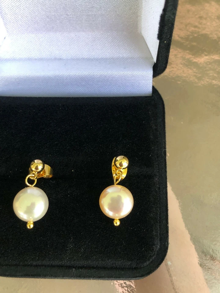 8mm Genuine Natural Akoya Pearl Dangle Earrings 7/8mm - Image 1 of 1