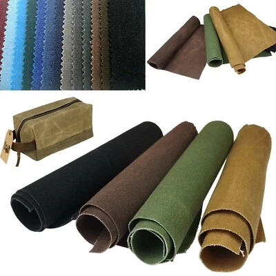 16oz Waxed Cotton Canvas Waterproof Oilskin Fabric Cut Material for Jackets Bag - Image 1 of 4