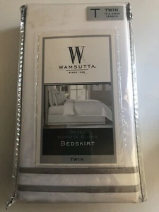 Wamsutta Baratta Stitch Gray Cotton 15-Inch Drop Bed Skirt Twin - Picture 1 of 4