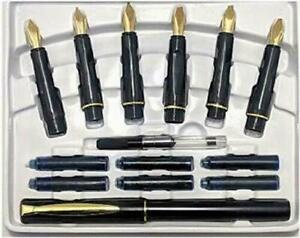 Calligraphy Fountain Pen Set 6 Nibs and 1 Pen 22 Carat Gold Plated Best Quality