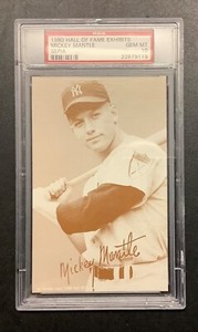 Mickey Mantle 1980 Hall of Fame Exhibits Card PSA 10 New York Yankees Sepia Back
