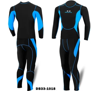 Men Compression Activewear Suit Cycling Sports Base Layer Tights Under Set Shirt - Picture 1 of 6
