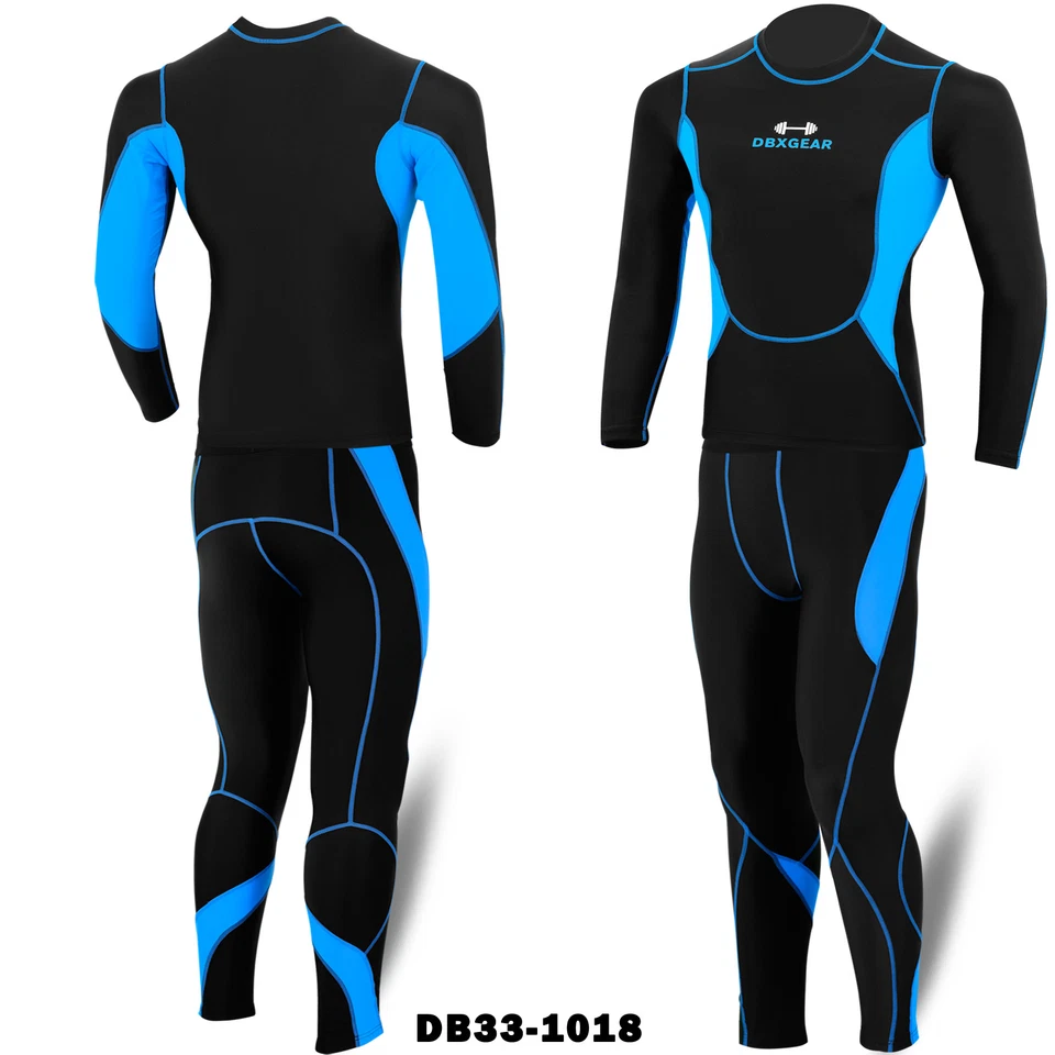 Men Compression Activewear Suit Cycling Sports Base Layer Tights Under Set Shirt - Image 1 of 1