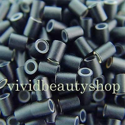 500 4mm Black Copper Silicone Tube Micro Rings for I Bonded Tip Hair Extensions - Image 1 of 1