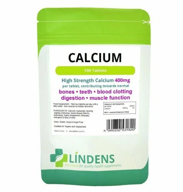 Lindens High Strength Calcium Tablets, 400mg - 100 Count