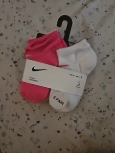 NIKE Socks Ankle Lightweight,6 Pair, Shoe YTH 7C-10C (XXS/4-5) Tricolors - Picture 1 of 2