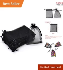 100Pcs Sheer Organza Bags 5x7 Inch Black Wedding Party Favor Gift Pouches - Picture 1 of 9