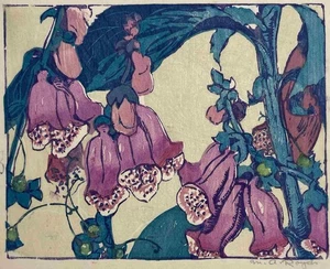 Mabel Royds: Fingerhandschuhe Anfang 20. Jahrhundert Farbholzschnitt Reproduktion Kunstdruck - Bild 1 von 2