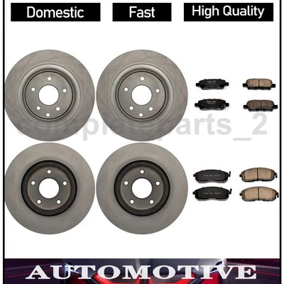 Conjunto de 6 pastilhas de freio dianteiras traseiras rotores de freio compatíveis com Nissan Altima 2.5L 3.5L - Imagem 1 de 4