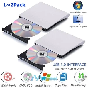 Slim External CD DVD Drive USB 3.0 Disc Player Burner Writer For Laptop PC Mac - Picture 1 of 16