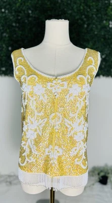 Suéter De Colección Stephen Chu Con Cuentas Forrado de Fábrica Lentejuelas Sin Mangas Top Lujoso S Foto 1 de 4