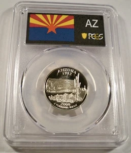 2008-S 25c SILVER PCGS PR70DCAM ARIZONA AZ QUARTER PROOF DEEP CAMEO PR 70 DC - Picture 1 of 4