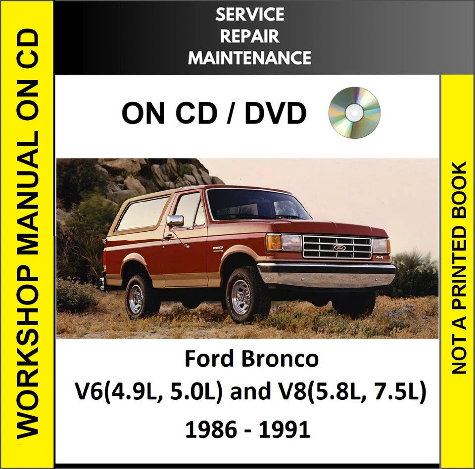 Ford Bronco 1986 1987 1988 1989 1990 1991 servicio reparación taller manual en CD Foto 1 de 1