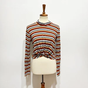 Taylor & Sage striped long sleeve cropped top Size Large - Picture 1 of 5