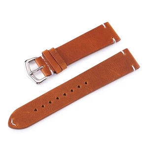 Watch Bands Cowhide Genuine Leather Wristwatch Strap Watch Part Light Brown 20mm - Picture 1 of 3