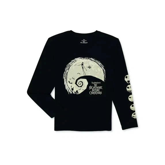 NEW Boys Glow-In-The-Dark Disney The Nightmare Before Christmas L/S T-Shirt - Image 1 of 3